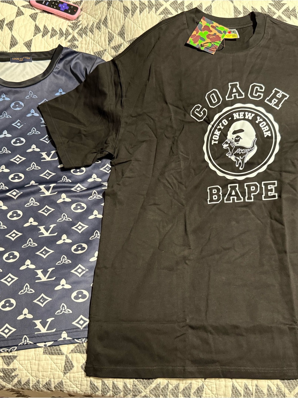 2- Graphic Coach/BAPE & LV logos.  Men's XL Short Sleeve Tees